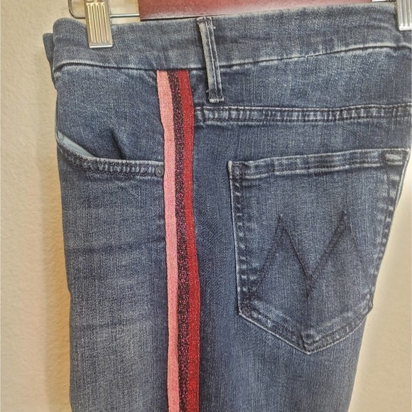 MOTHER LOOKER STRIPE ANKLE HERE KITTY GLITTER RACER SKINNY JEANS 26 - Picture 8 of 12